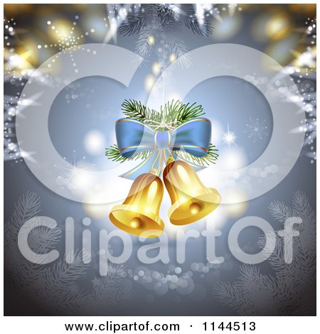 Clipart of a Christmas Background with Snowflakes and Bells - Royalty Free Vector Illustration by merlinul