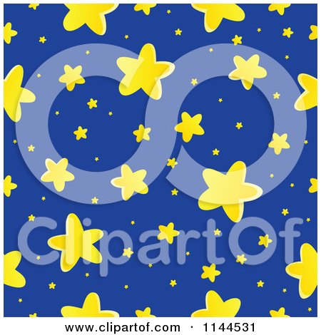 Cartoon of a Seamless Yellow Star and Blue Night Sky Pattern - Royalty Free Vector Clipart by visekart
