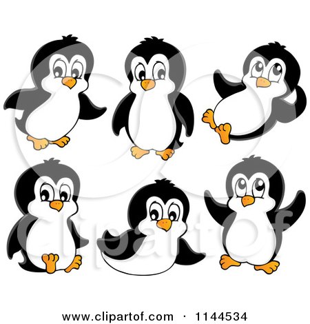 Cartoon of Cute Little Penguins - Royalty Free Vector Clipart by visekart