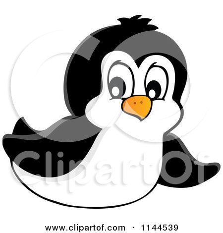 Cartoon of a Cute Little Penguin Sliding - Royalty Free Vector Clipart by visekart