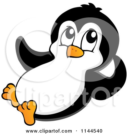 Cartoon of a Cute Little Penguin Reclining - Royalty Free Vector Clipart by visekart