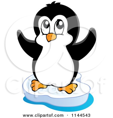 Cartoon of a Cute Little Penguin on an Iceberg 2 - Royalty Free Vector Clipart by visekart