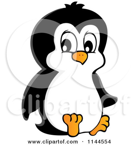 Cartoon of a Cute Little Penguin Sitting - Royalty Free Vector Clipart by visekart