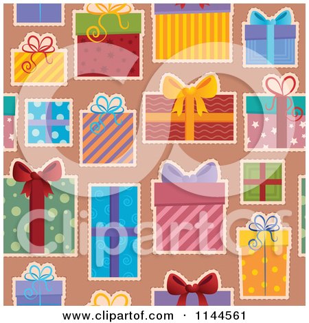 Cartoon of a Seamless Christmas Gift Box Background Pattern 3 - Royalty Free Vector Clipart by visekart