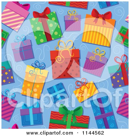 Cartoon of a Seamless Christmas Gift Box Background Pattern 2 - Royalty Free Vector Clipart by visekart