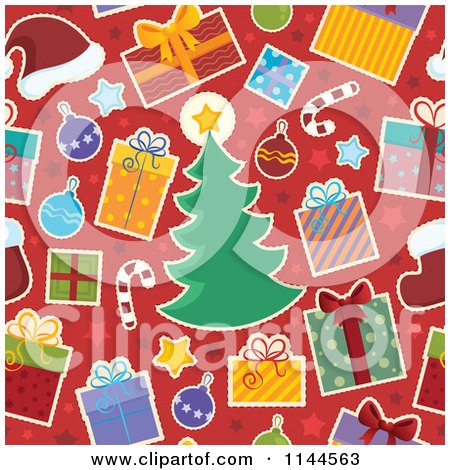 Cartoon of a Seamless Christmas Background Pattern - Royalty Free Vector Clipart by visekart