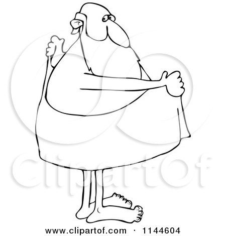 Cartoon of a Black and White Santa Drying off with a Towel - Royalty Free Vector Clipart by djart