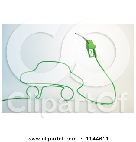 Clipart of a 3d Green Eco Friendly Biodiesel Fuel Pump Nozzle Forming a Car - Royalty Free CGI Illustration by Mopic