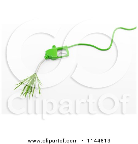 Clipart of a 3d Green Eco Friendly Biodiesel Fuel Pump Nozzle with Grass - Royalty Free CGI Illustration by Mopic