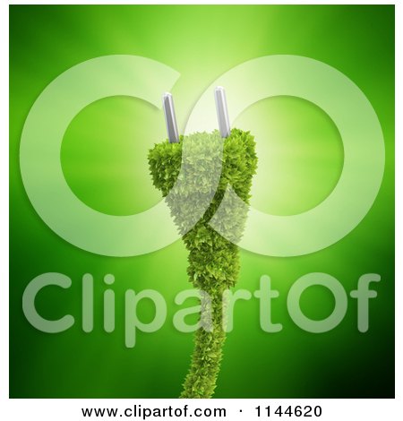 Clipart of a 3d Green Electrical Plug over Light - Royalty Free CGI Illustration by Mopic