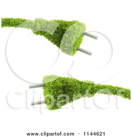 Clipart of 3d Green Electrical Plugs - Royalty Free CGI Illustration by Mopic