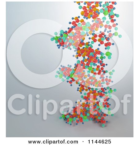 Clipart of a 3d Colorful Dna Strand on Gray - Royalty Free CGI Illustration by Mopic