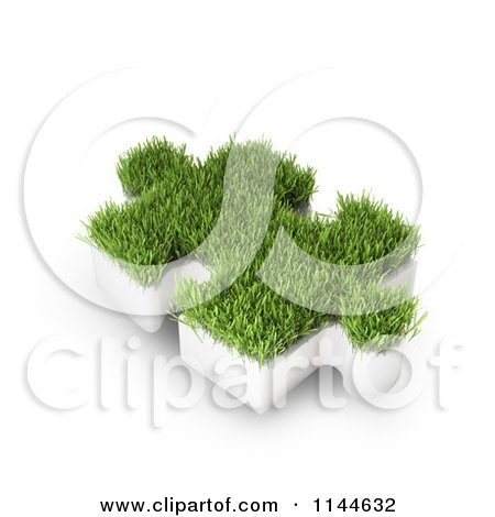 Clipart of a 3d Grassy Puzzle Piece - Royalty Free CGI Illustration by Mopic