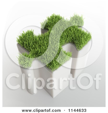 Clipart of a 3d Tall Grassy Puzzle Piece - Royalty Free CGI Illustration by Mopic