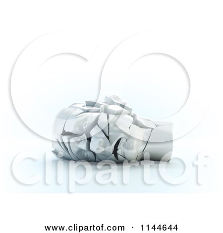 Clipart of a 3d White Shattered Head - Royalty Free CGI Illustration by Mopic