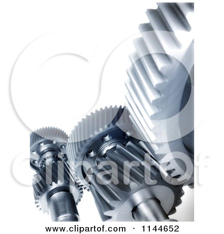 Clipart of 3d Silver Mechanical Gear Cogs - Royalty Free CGI Illustration by Mopic
