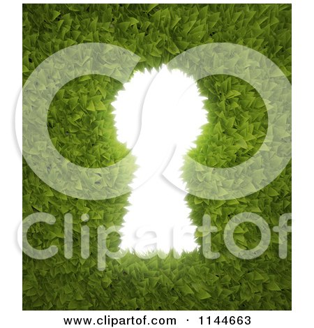 Clipart of a 3d Keyhole Through Leaves - Royalty Free CGI Illustration by Mopic