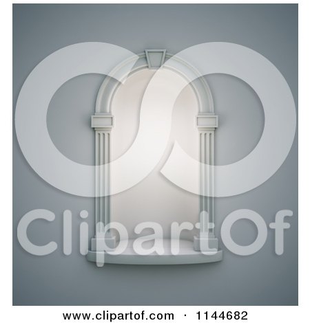 Clipart of a 3d Illuminated Classical Wall Niche - Royalty Free CGI Illustration by Mopic