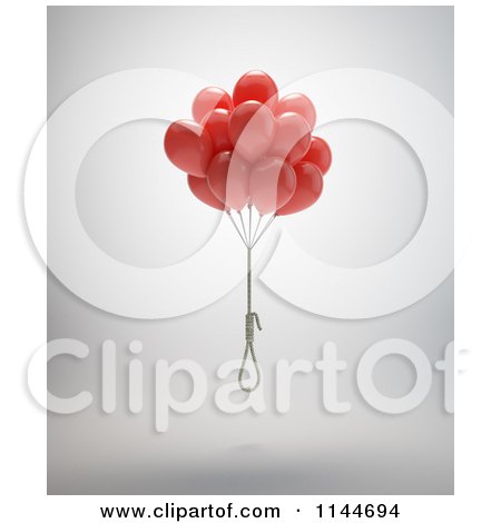 Clipart of 3d Balloons Floating with a Noose - Royalty Free CGI Illustration by Mopic