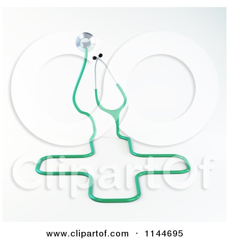 Clipart of a 3d Green Stethoscope and Cable Forming a Cross - Royalty Free CGI Illustration by Mopic