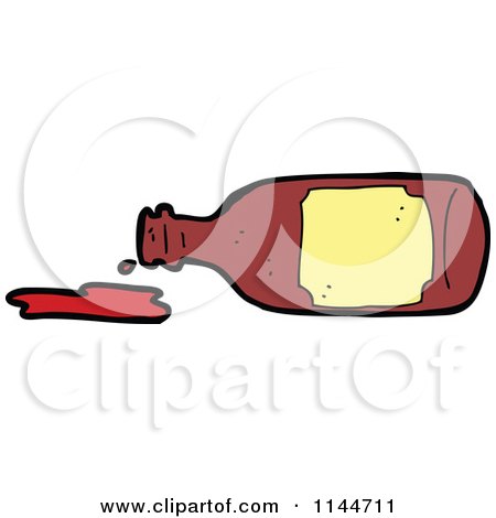 Cartoon of a Ketchup Bottle with a Spill - Royalty Free Vector Clipart by lineartestpilot