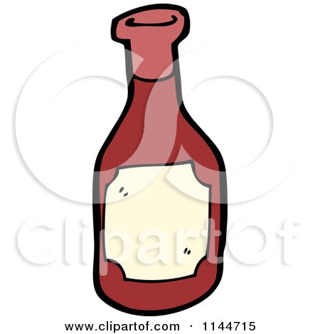 Cartoon of a Ketchup Bottle - Royalty Free Vector Clipart by lineartestpilot