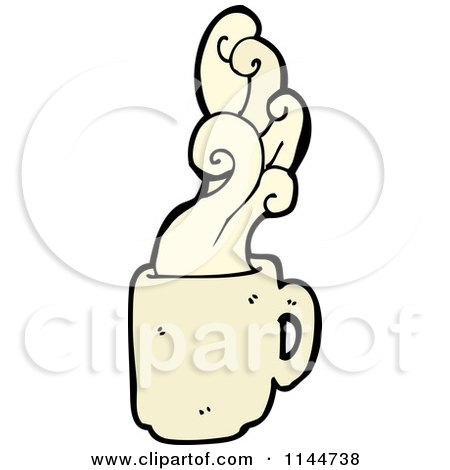 Cartoon of a Beige Coffee Mug with Steam 1 - Royalty Free Vector Clipart by lineartestpilot