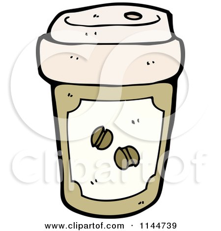 Cartoon of a Brown to Go Coffee Cup 2 - Royalty Free Vector Clipart by