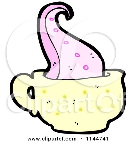 Cartoon of a Yellow Coffee Mug with a Tentacle 3 - Royalty Free Vector Clipart by lineartestpilot