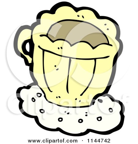 Cartoon of a Yellow Coffee Mug 2 - Royalty Free Vector Clipart by lineartestpilot