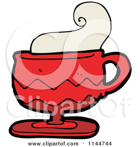 Cartoon of a Red Coffee Mug with Steam - Royalty Free Vector Clipart by lineartestpilot