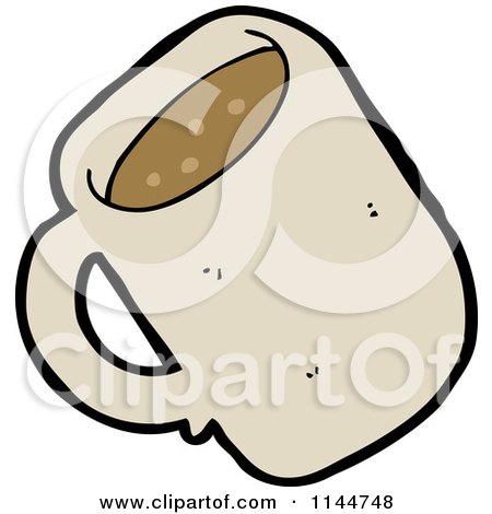 Cartoon of a Beige Coffee Mug 2 - Royalty Free Vector Clipart by lineartestpilot