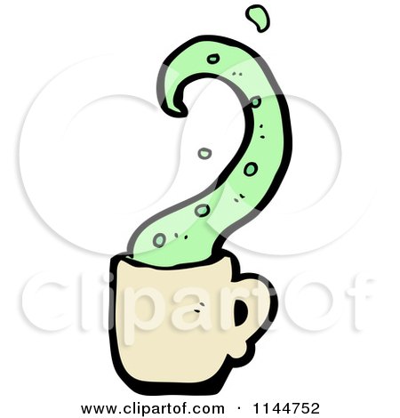 Cartoon of a Beige Coffee Mug with a Tentacle 1 - Royalty Free Vector Clipart by lineartestpilot