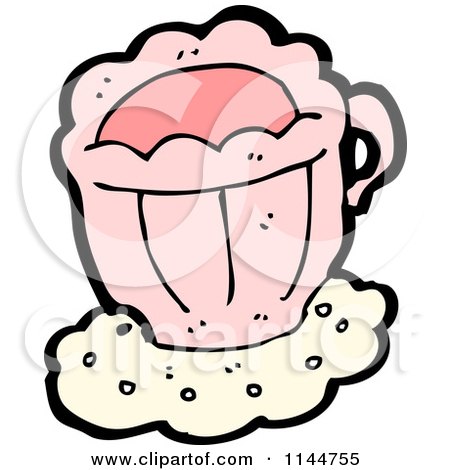 Cartoon of a Pink Coffee Mug 6 - Royalty Free Vector Clipart by lineartestpilot