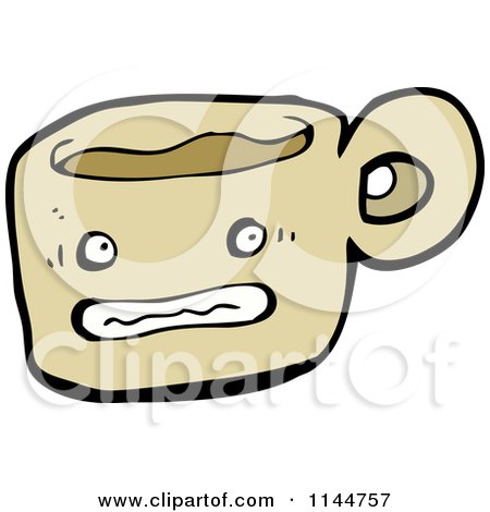 Cartoon of a Tan Coffee Mug Mascot 2 - Royalty Free Vector Clipart by lineartestpilot