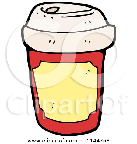 Cartoon of a Red and Yellow to Go Coffee Cup 2 - Royalty Free Vector Clipart by lineartestpilot