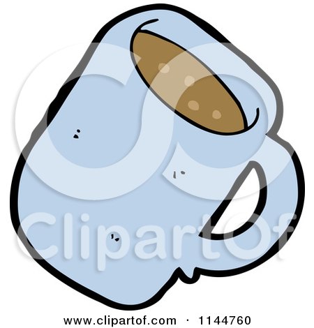 Cartoon of a Blue Coffee Mug - Royalty Free Vector Clipart by lineartestpilot