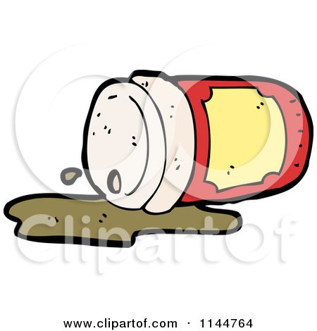 Cartoon of a Spilled to Go Coffee Cup 5 - Royalty Free Vector Clipart by lineartestpilot