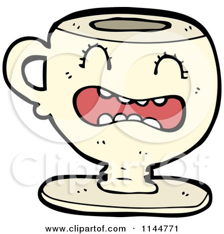 Cartoon of a Scared Beige Coffee Mug Mascot - Royalty Free Vector Clipart by lineartestpilot