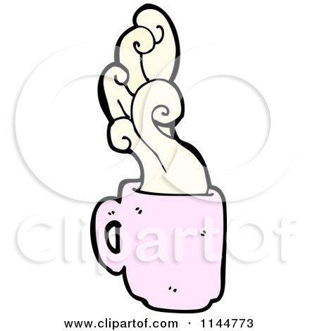 Cartoon of a Pink Coffee Mug with Steam 3 - Royalty Free Vector Clipart by lineartestpilot