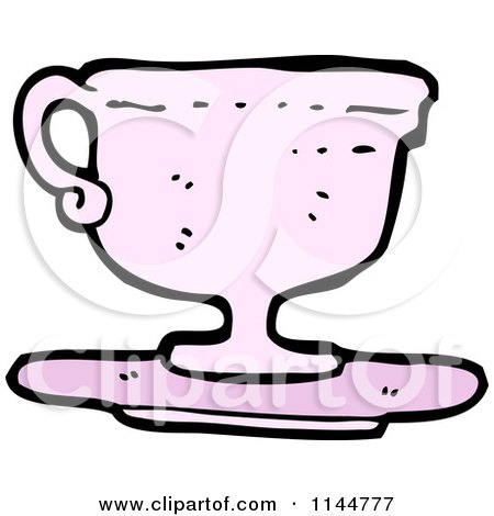 Cartoon of a Pink Coffee Mug 4 - Royalty Free Vector Clipart by lineartestpilot