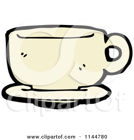 Cartoon of a Beige Coffee Mug 1 - Royalty Free Vector Clipart by lineartestpilot