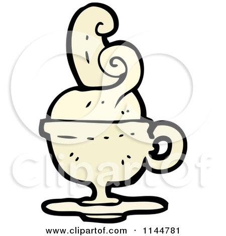Cartoon of a Beige Coffee Mug with Steam 2 - Royalty Free Vector Clipart by lineartestpilot