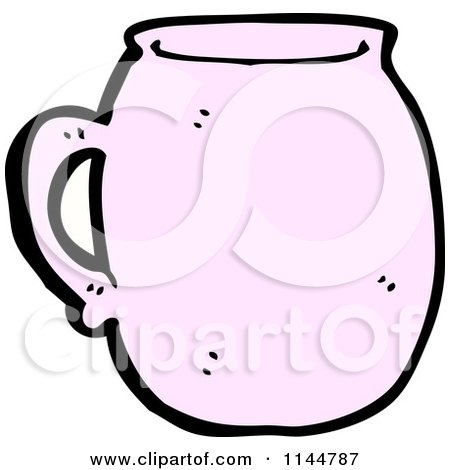 Cartoon of a Pink Coffee Mug 2 - Royalty Free Vector Clipart by lineartestpilot