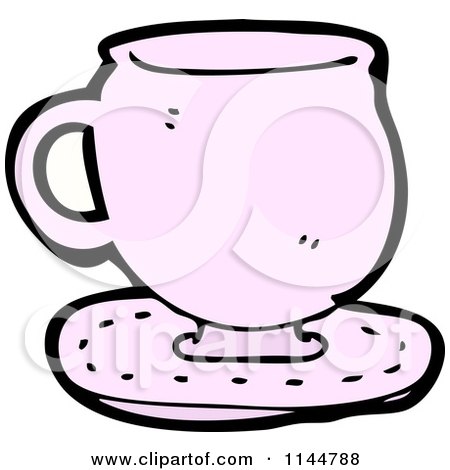 Cartoon of a Pink Coffee Mug 3 - Royalty Free Vector Clipart by lineartestpilot