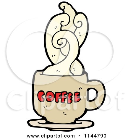 Cartoon of a Steamy Tan Coffee Mug 3 - Royalty Free Vector Clipart by lineartestpilot