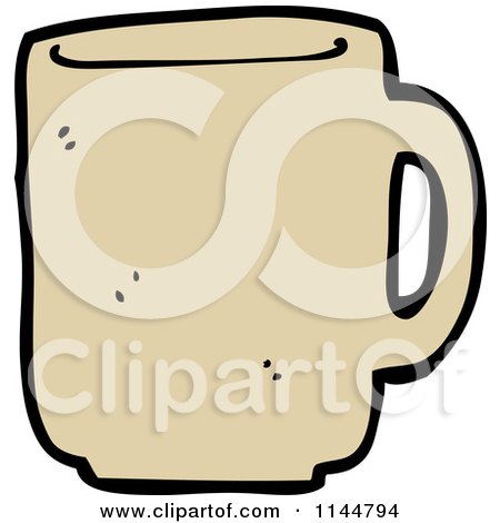 Cartoon of a Tan Coffee Mug - Royalty Free Vector Clipart by lineartestpilot