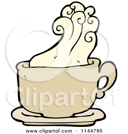 Cartoon of a Steamy Tan Coffee Mug 1 - Royalty Free Vector Clipart by lineartestpilot