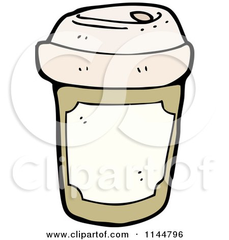 Cartoon of a Brown to Go Coffee Cup 1 - Royalty Free Vector Clipart by lineartestpilot