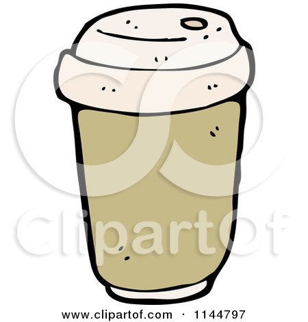 Cartoon of a Brown to Go Coffee Cup 3 - Royalty Free Vector Clipart by lineartestpilot